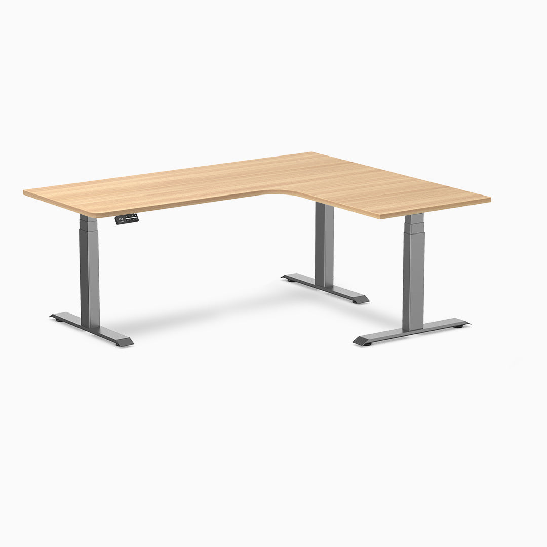 Desky L-Shape Curved Laminate Sit Stand Desk