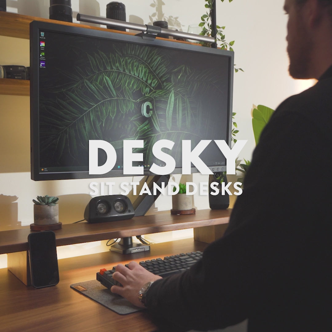 Desky Dual Resin Hardwood Sit Stand Desk