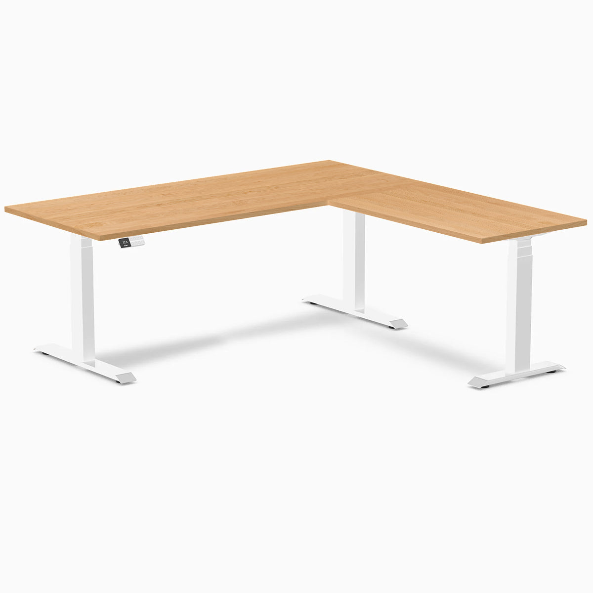 Desky Hardwood L-Shape Sit Stand Desk