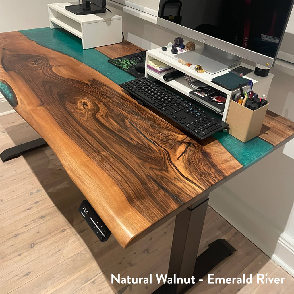 Desky Dual Resin Hardwood Sit Stand Desk