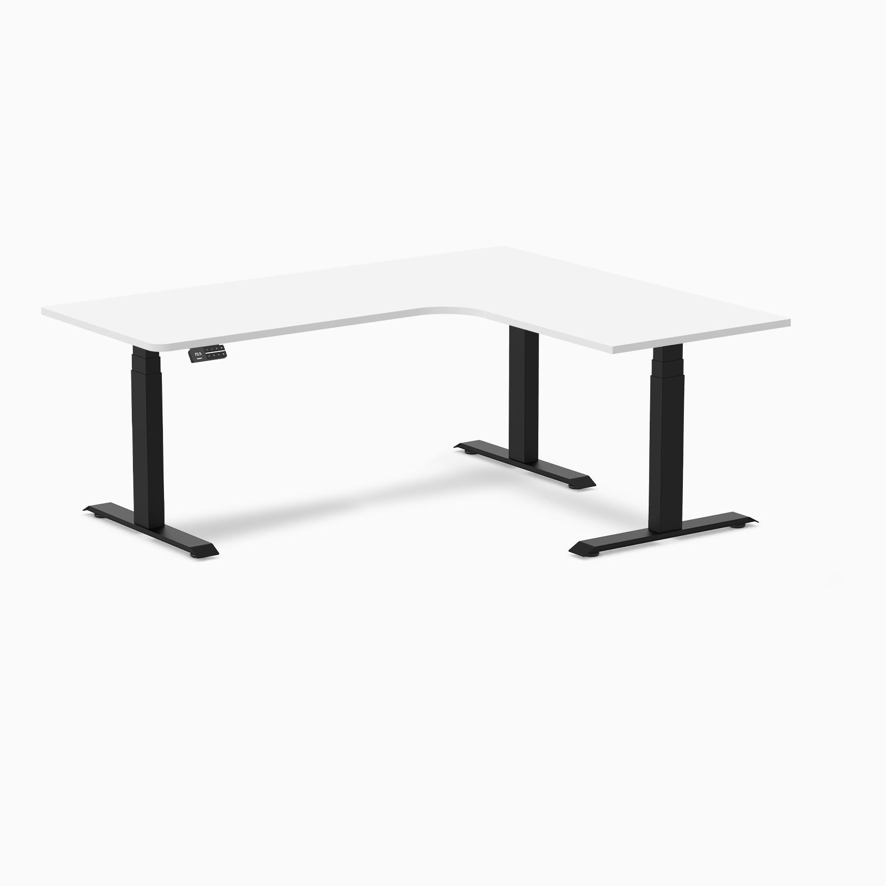 Desky L-Shape Curved Laminate Sit Stand Desk