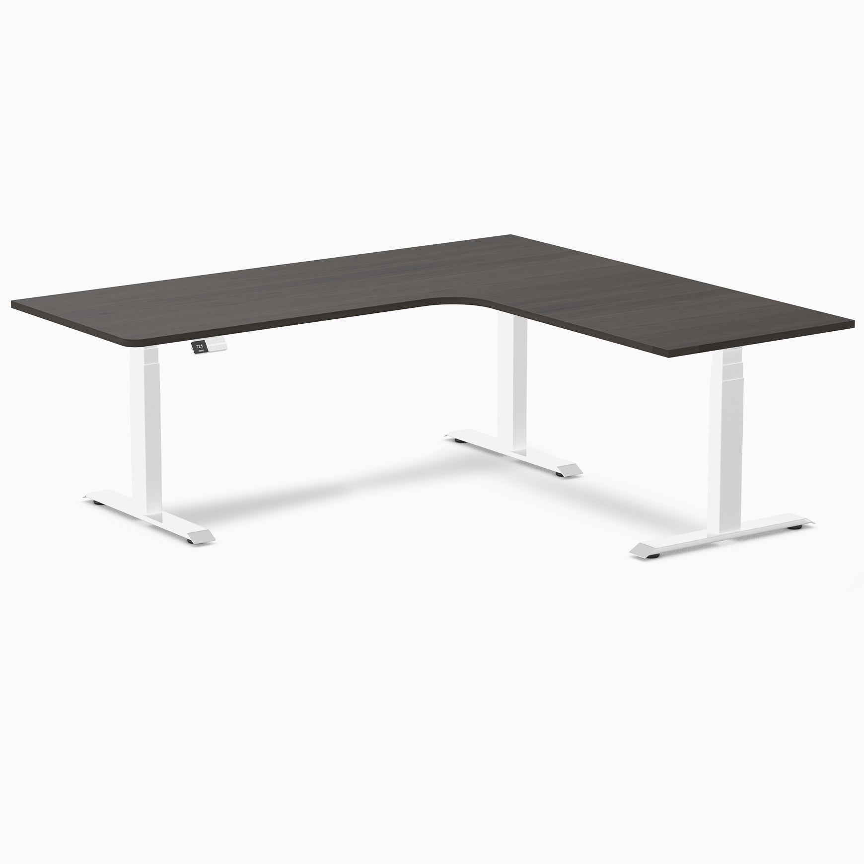 Desky L-Shape Curved Laminate Sit Stand Desk